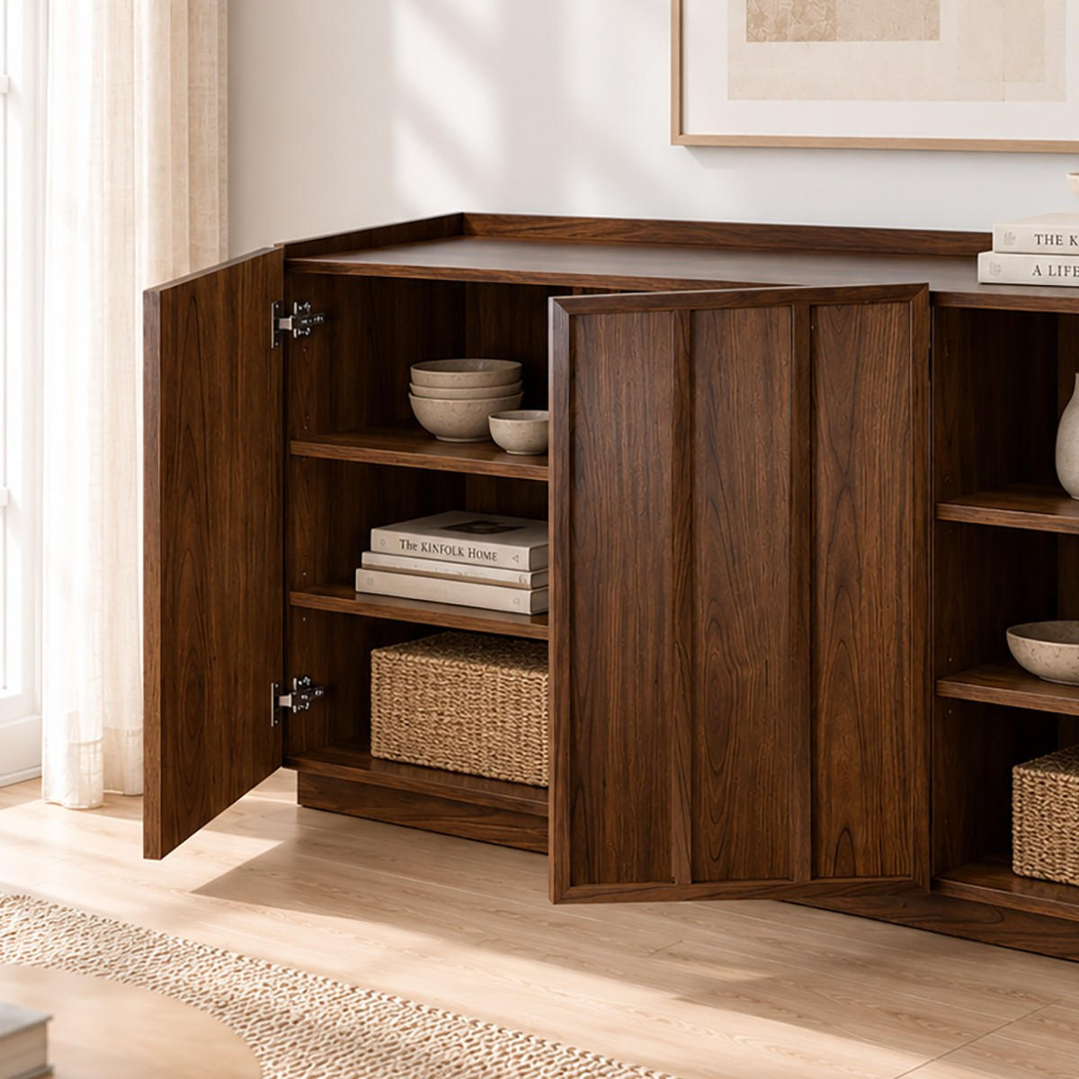 SIDEBOARD mit 3 Türen in Nussbaumoptik 40/79/140 cm - Nussbaumfarben, Holzwerkstoff (140/79/40cm) - Calicosy