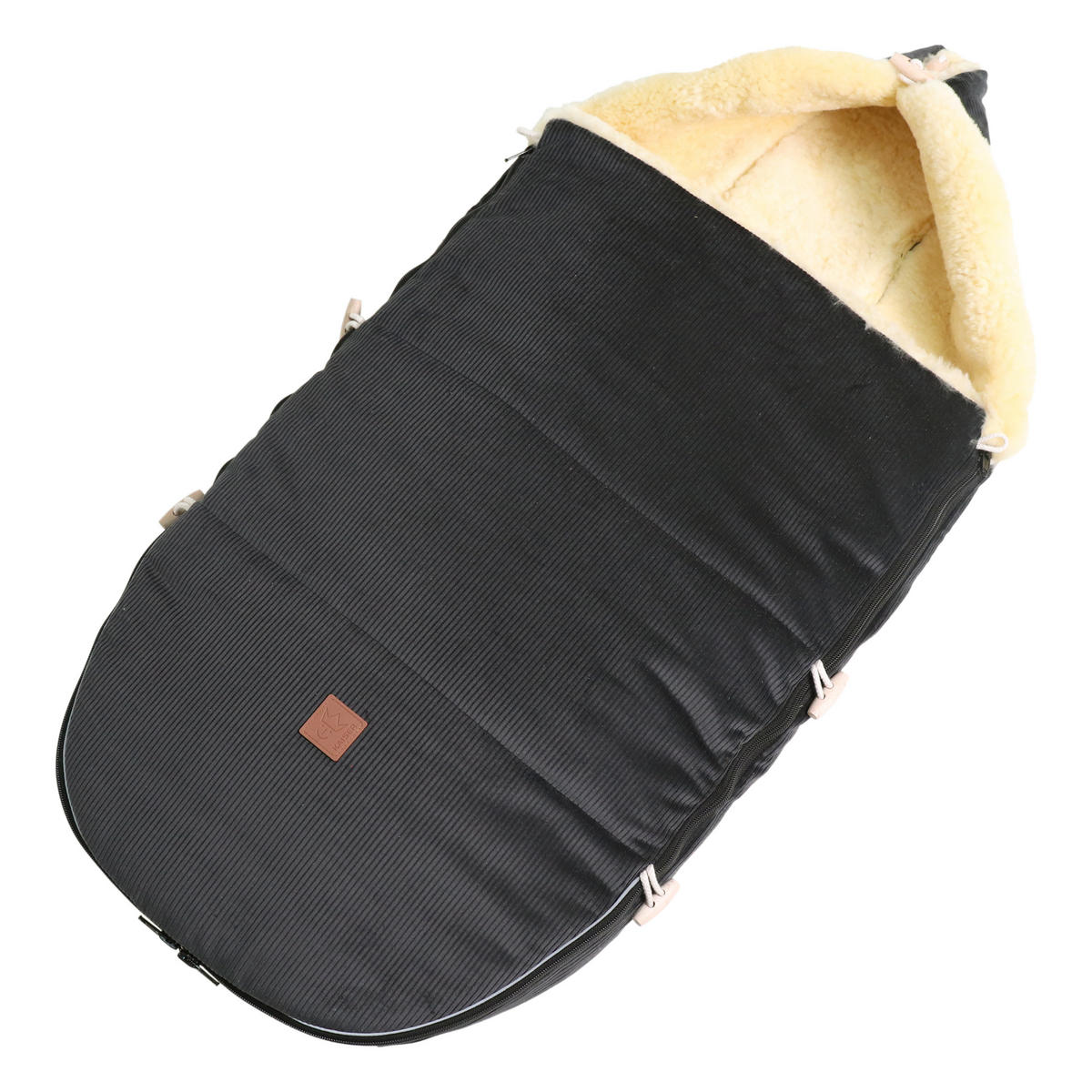 LAMMFELL-FUSSSACK Filius Cord, black - Schwarz, Fell (46/6/100cm) - Kaiserbaby