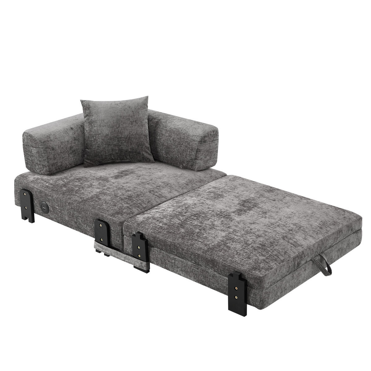 SOFA 2-in-1 mit Schlaffunktion Stoff Dark Grey - Dunkelgrau, Textil (170.5/48/84cm) - Meubliv