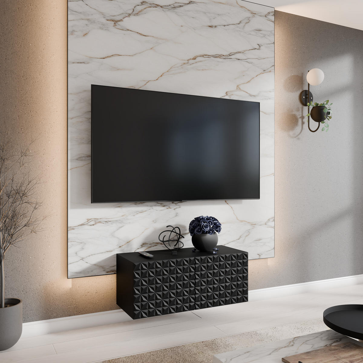 TV-SCHRANK CALI - Schwarz, Holzwerkstoff (100/41/40cm) - Meblini