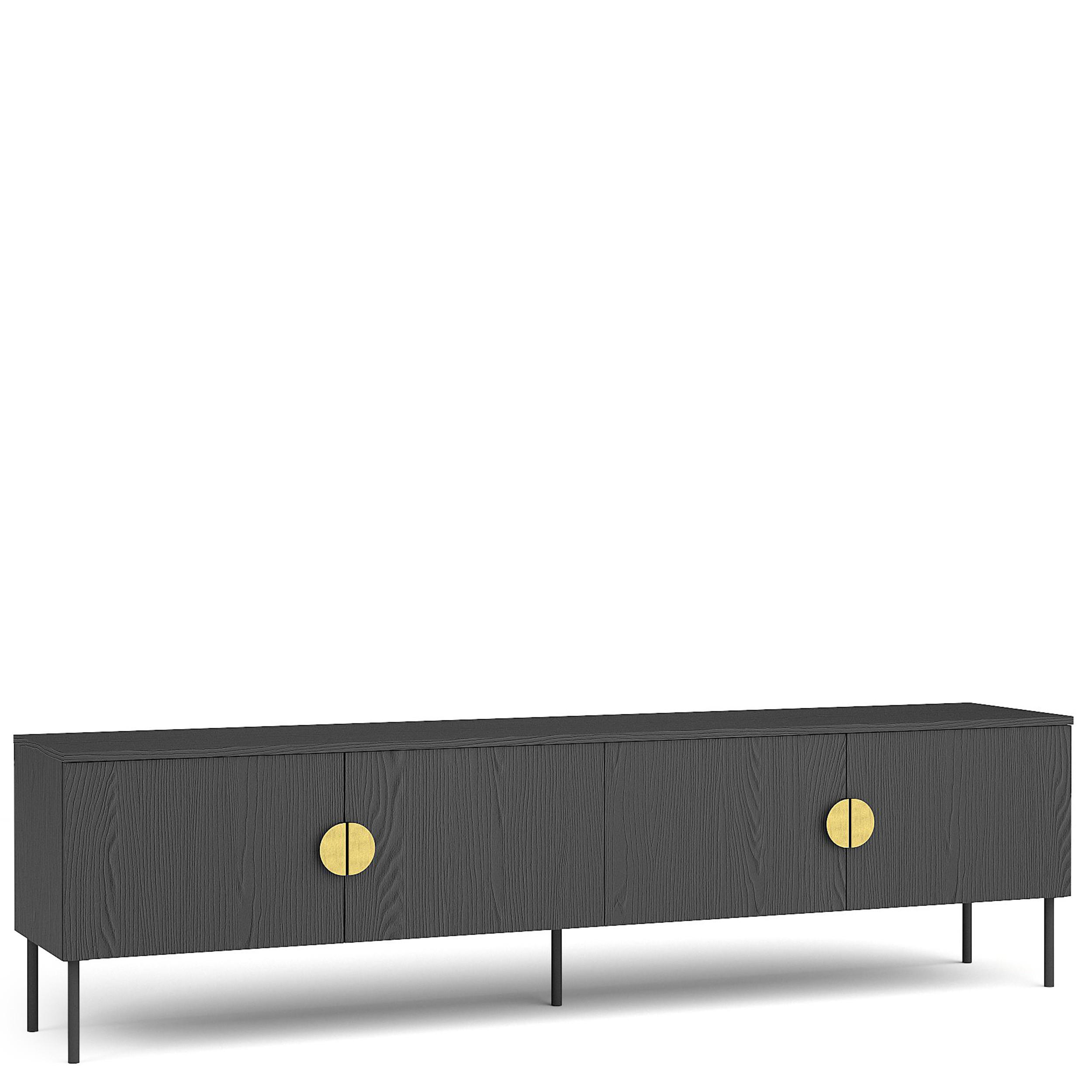 TV-LOWBOARD VIDIS Holzstruktur - Schwarz, Holzwerkstoff (200/54/40cm) - KONSIMO®