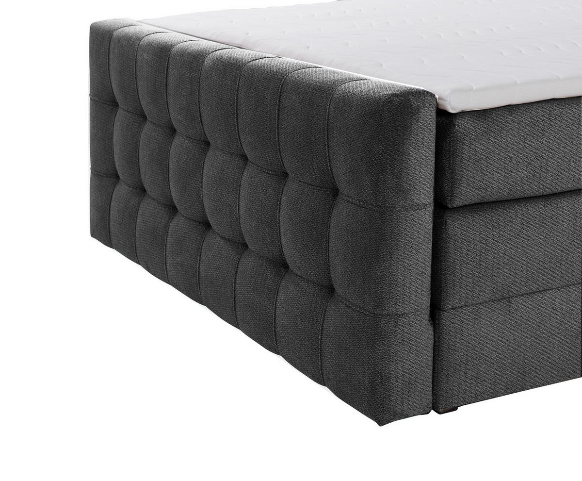 BOXSPRINGBETT IMPERIAL mit Topper und Bettkasten, Grau, 120x200 cm - Grau, Textil (120/200cm) - KS Home Concept