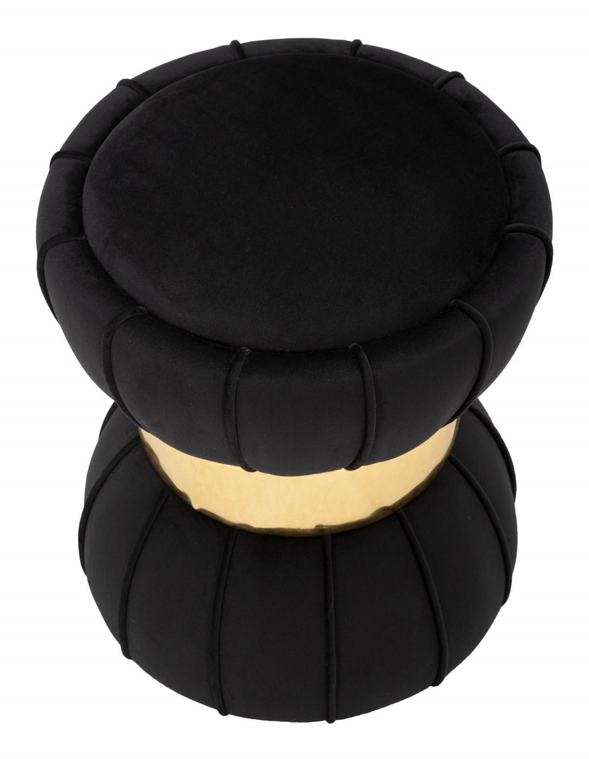 VELOURS-HOCKER mit goldenem Detail 40/40/44 cm - Schwarz, Textil (40/44/40cm) - Mauro Ferretti