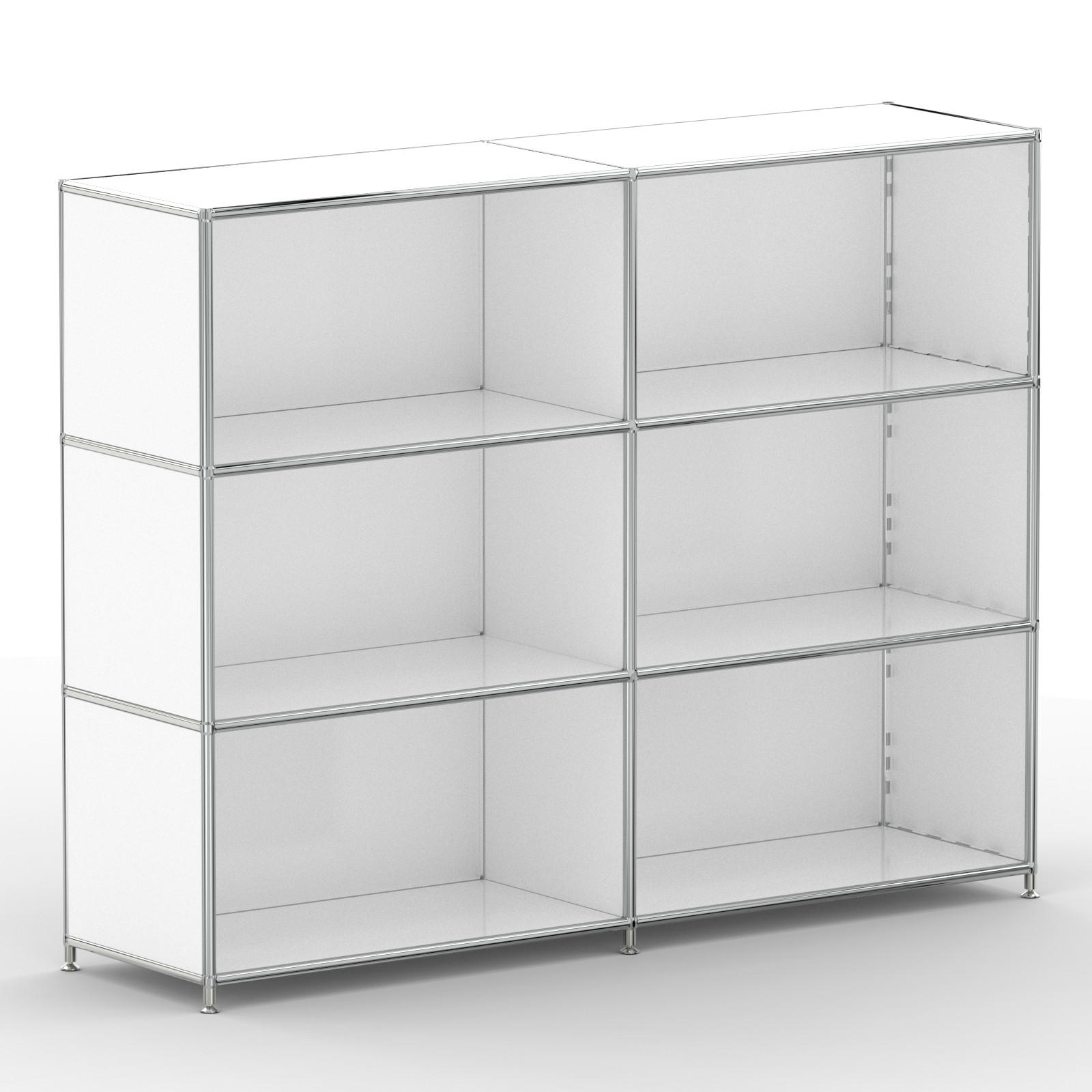 AKTENSCHRANK Büro, 6 offene Fächer, Breite 152 cm, Signalweiß - Chromfarben/Weiß, Metall (40/118/152.2cm) - Versee