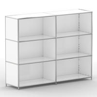 AKTENSCHRANK Büro, 6 offene Fächer, Breite 152 cm, Signalweiß - Chromfarben/Weiß, Metall (40/118/152.2cm) - Versee