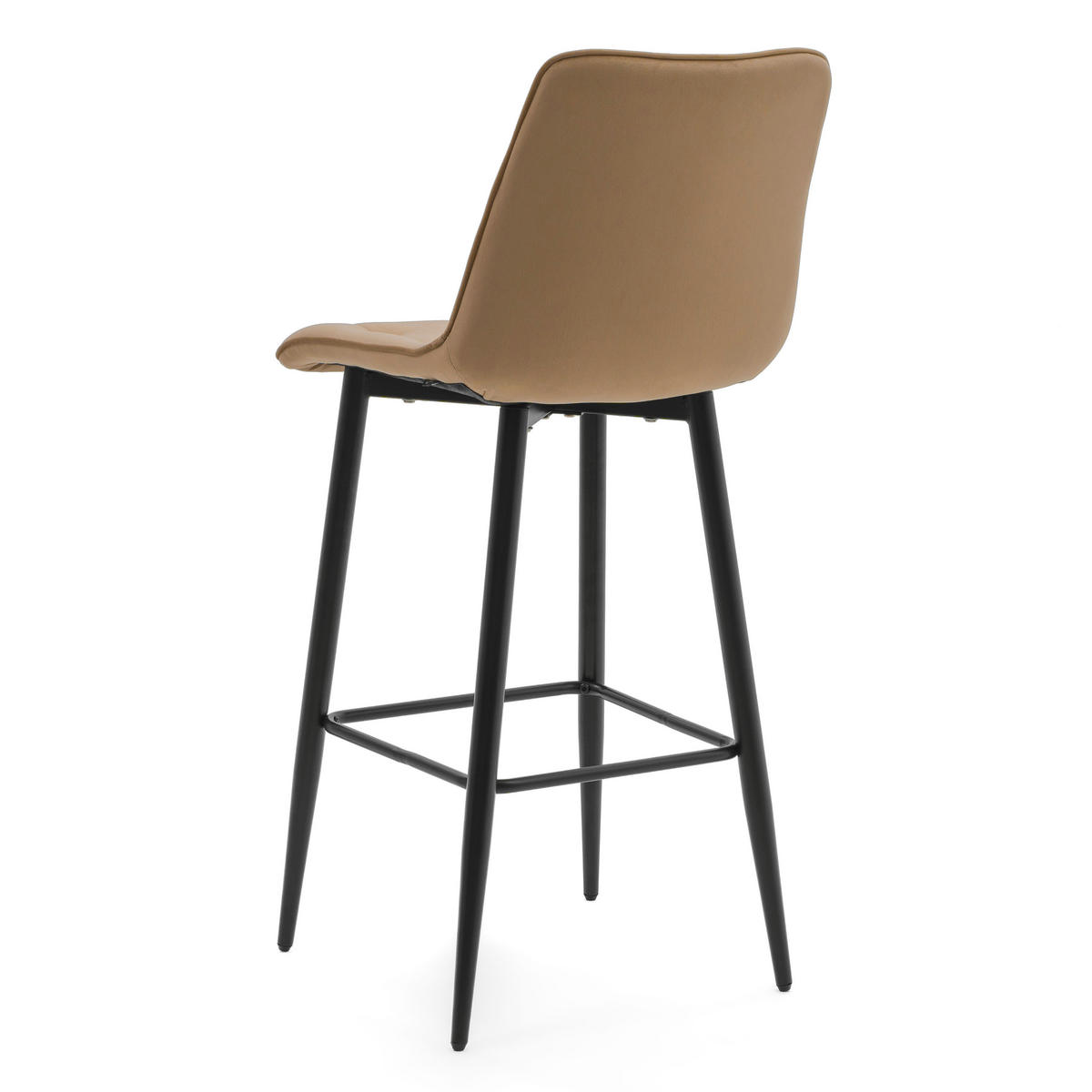 BARHOCKER CHIC gespolsterter mit Steppung - beige - Samt Velours - Beige/Schwarz, Textil/Metall (46/109/56cm) - NEW HOME