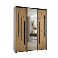 SCHWEBETÜRENSCHRANK 235,2/200/60 3-türig - Schwarz/Eiche Artisan, Holz/Metall (200/235/60cm) - Abiks Möbel