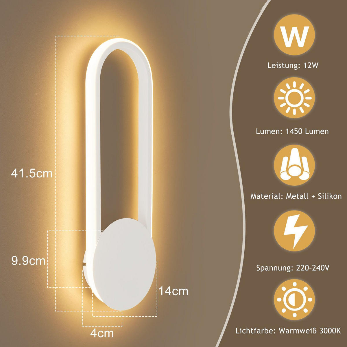 LED WANDLEUCHTE FRANKLIN II 41.5/14/4 cm - Weiß, Metall (14/4/41.5cm) - Nettlife