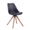 DREHSTUHL Lederlook schwarz - Eukalyptusholzfarben/Schwarz, Holz/Textil (48/84/56cm) - CLP