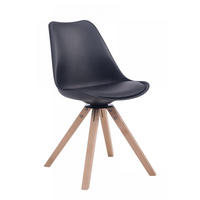 DREHSTUHL Lederlook schwarz - Eukalyptusholzfarben/Schwarz, Holz/Textil (48/84/56cm) - CLP