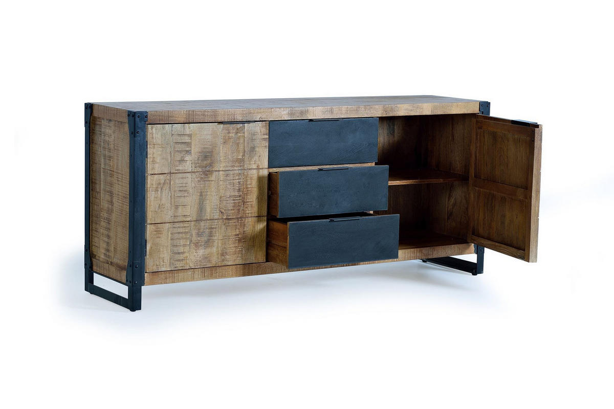 SIDEBOARD mit 2 Türen und 3 Schubladen aus Mangoholz - Braun, Holz (45/80/180cm) - Giner y Colomer