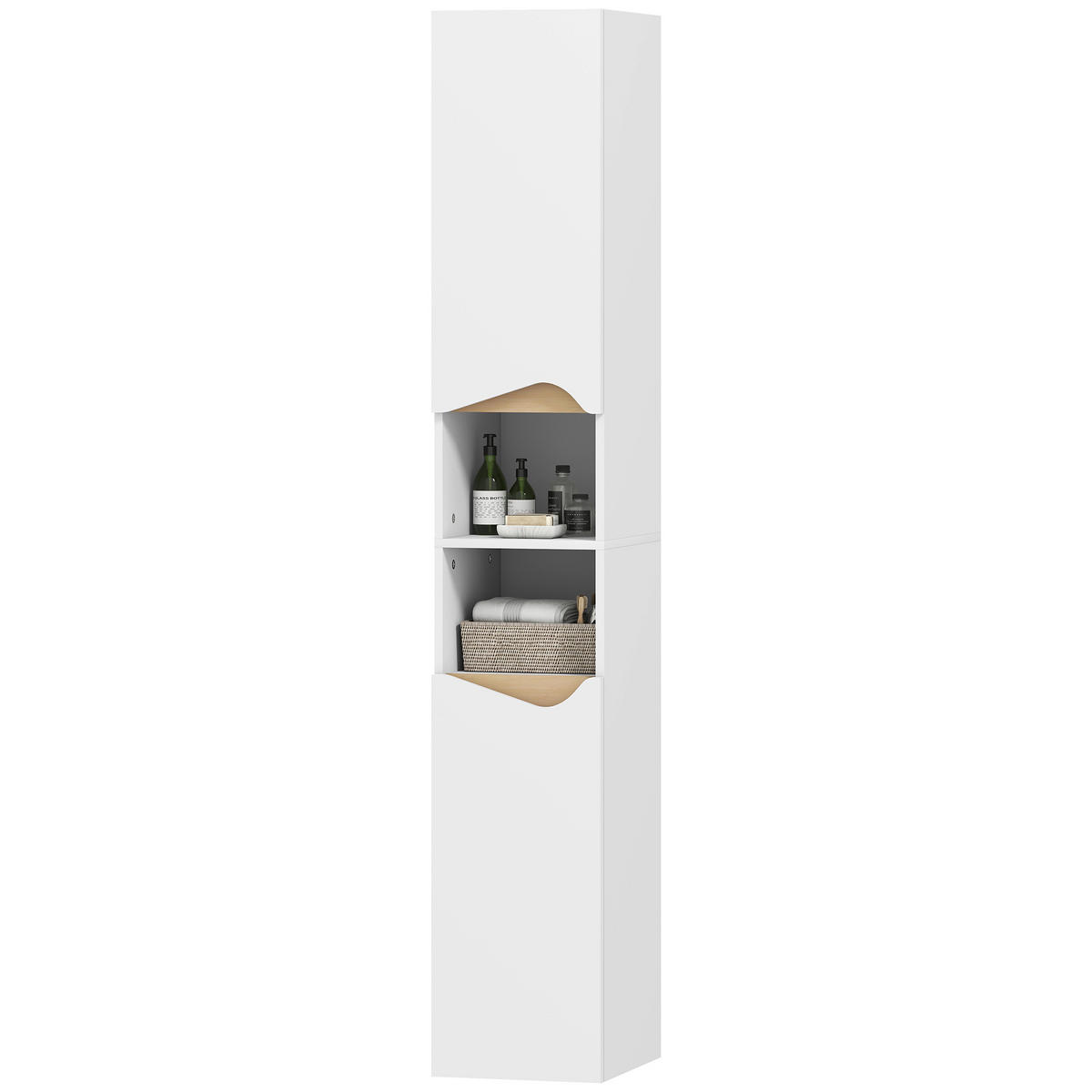 HOCHSCHRANK DE-08517 mit 2 Türen Weiß - Weiß, Holzwerkstoff (30/180.5/34.6cm) - ComfortXL