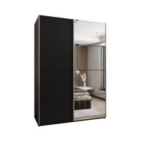 SCHWEBETÜRENSCHRANK 245,5/180/64 2-türig - Silberfarben/Schwarz, Holz/Metall (180/245/64cm) - Abiks Möbel