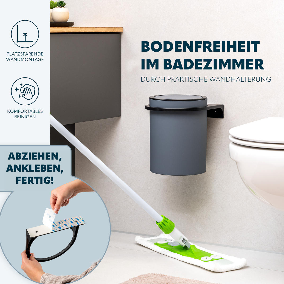 KOSMETIKEIMER SAVONA,5 Liter, grau - Grau, Kunststoff (19/24.5/19cm) - bremermann