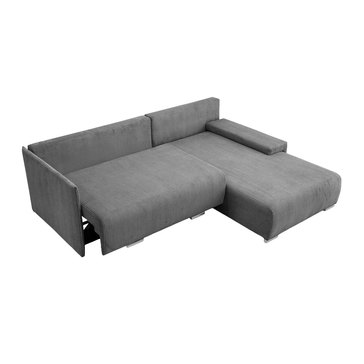 ECKSOFA TRAWANGA L mit Schlaffunktion, Grau - Grau, Textil (246/188cm) - Fedve