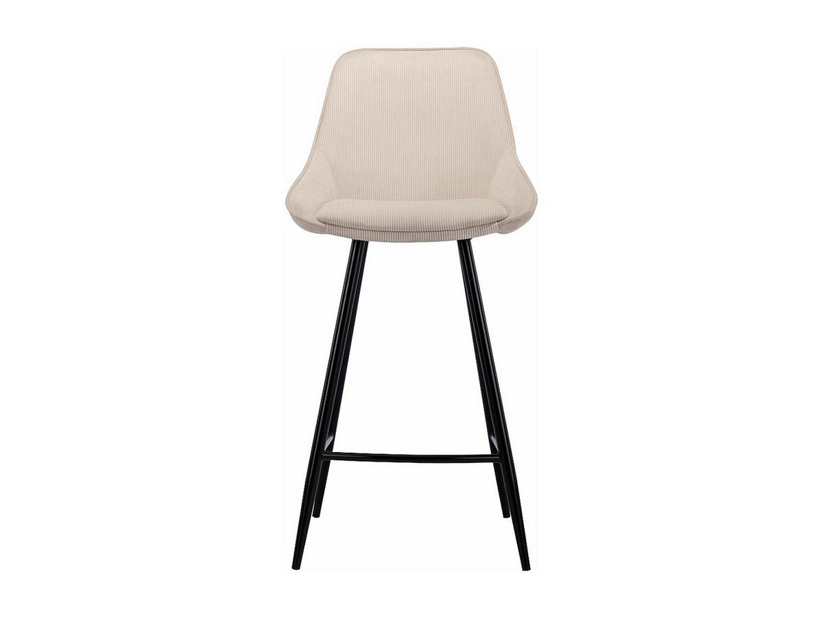 BARHOCKER 2er-Set - Cord & schwarzes Metall - Cremefarben - MASURIE - Creme, Textil (48/99/51cm) - Vente-Unique