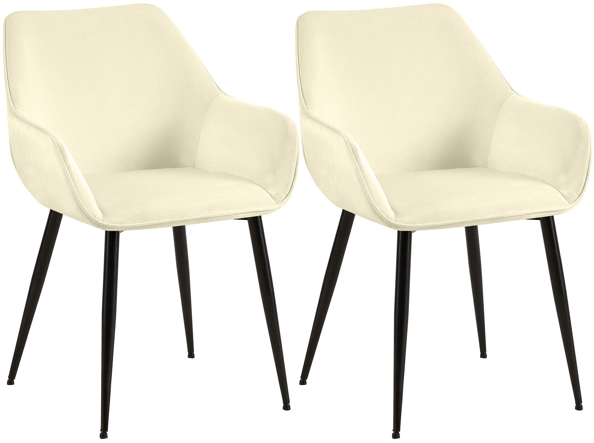ARMLEHNENSTUHL 2er Set Samt Creme - Creme/Schwarz, Textil/Metall (52/82/63cm) - CLP