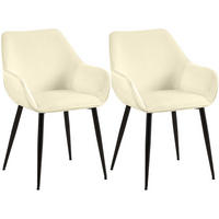 ARMLEHNENSTUHL 2er Set Samt Creme - Creme/Schwarz, Textil/Metall (52/82/63cm) - CLP