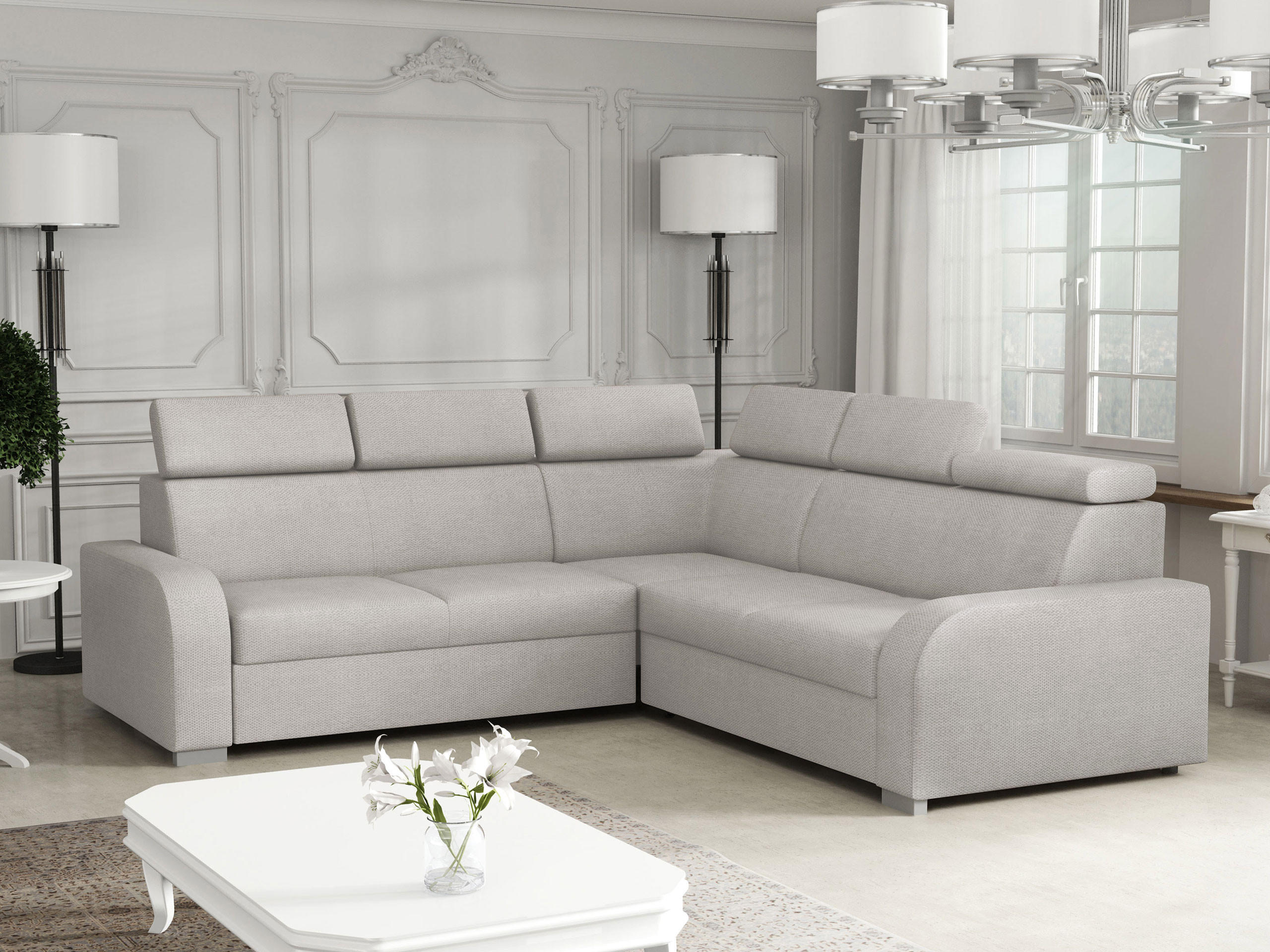 ECKSOFA Oslo 2rR2p - Silberfarben/Hellgrau, Holz/Kunststoff (250/250cm) - MIRJAN24