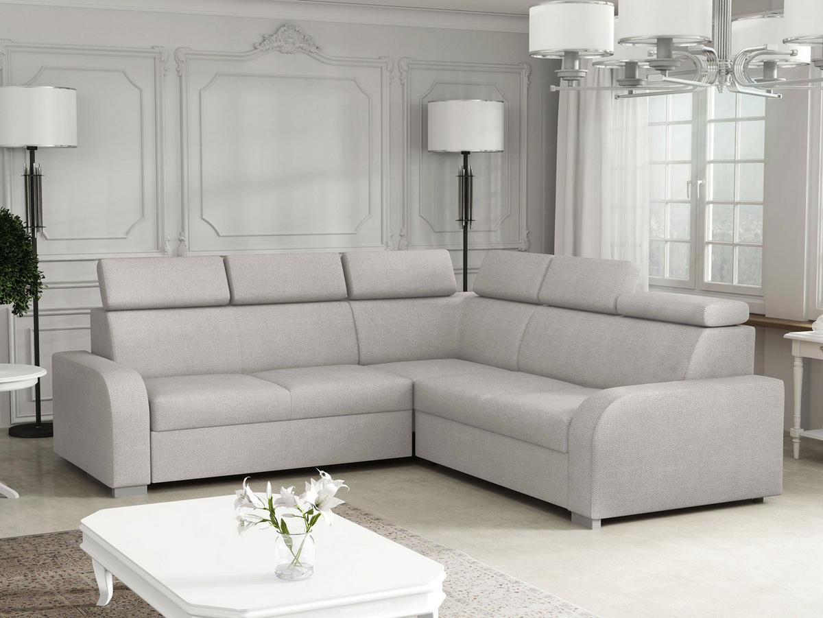 ECKSOFA Oslo 2rR2p - Silberfarben/Hellgrau, Holz/Kunststoff (250/250cm) - MIRJAN24