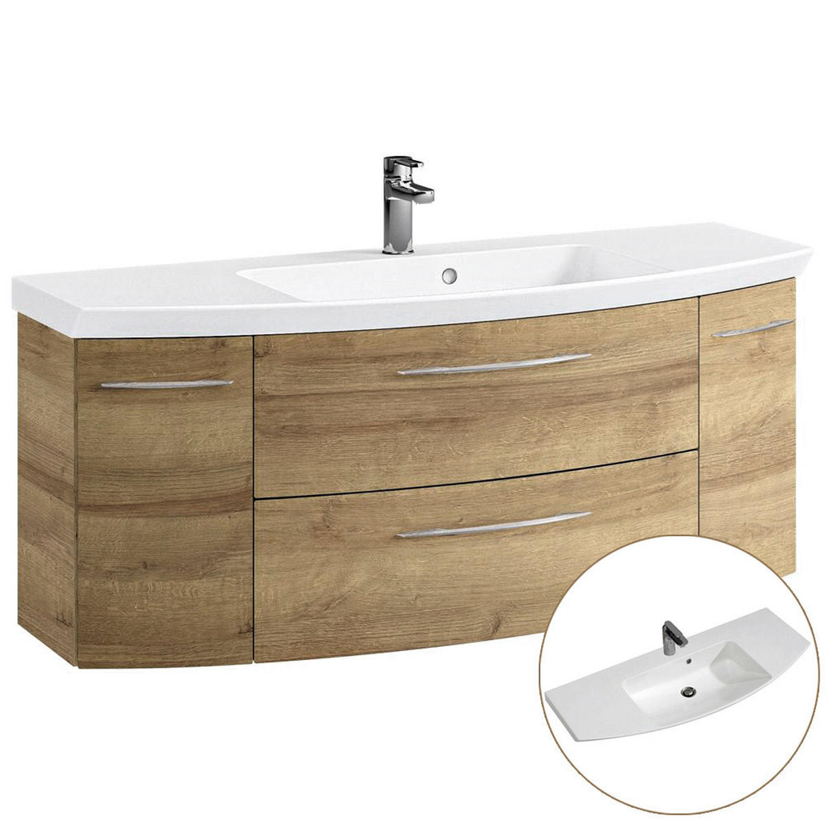 WASCHTISCH Cervia-66 - Braun, Holzwerkstoff (121/48/51cm) - Lomado