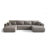 WOHNLANDSCHAFT Camila In Wind - Hellgrau, Holzwerkstoff/Textil (384/85/175cm) - Fun Möbel