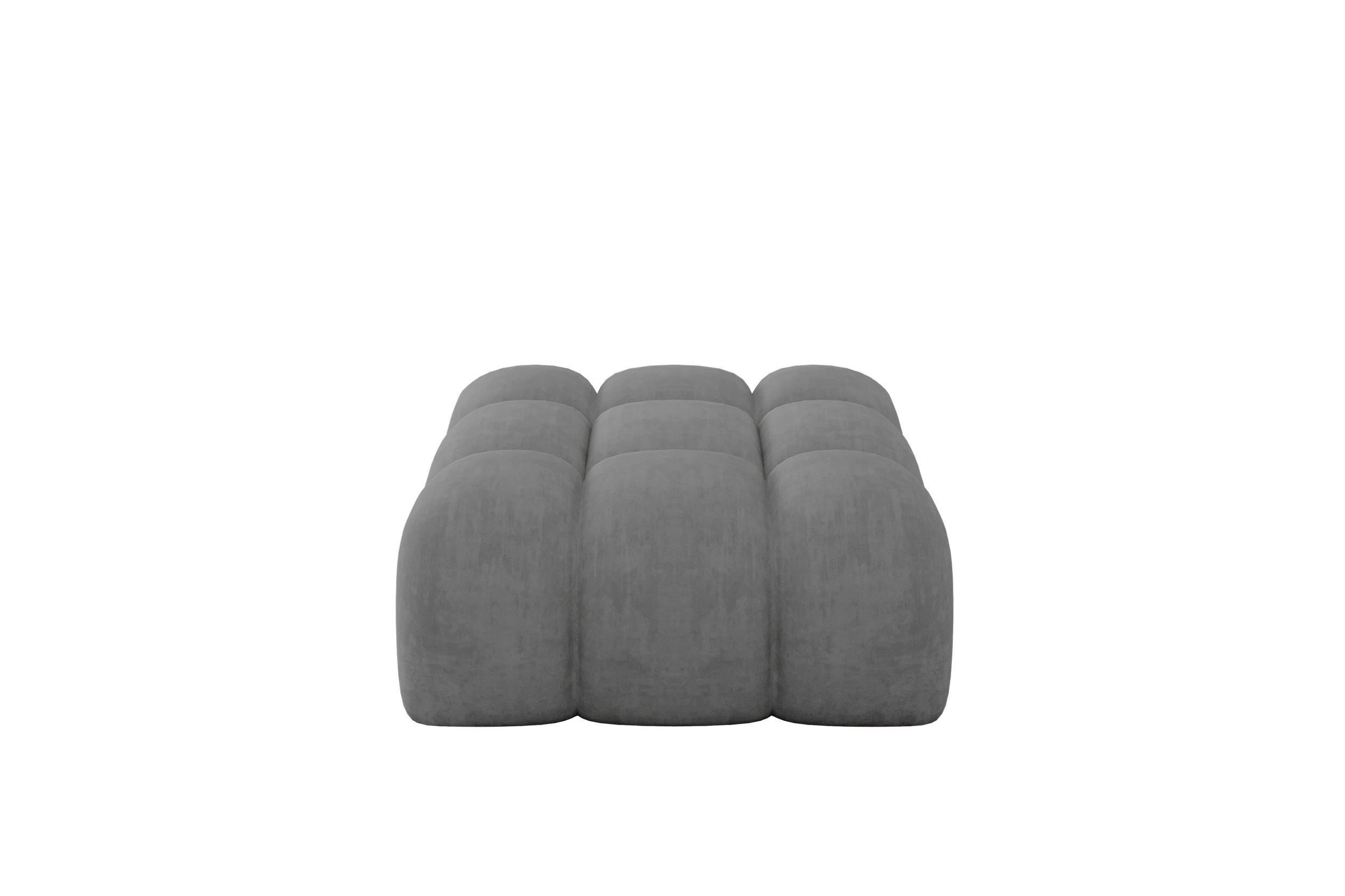 POUF OLEA-PUF 91x87x44 cm Grau Velours Modular Sitzhocker - Taupe/Schwarz, Holzwerkstoff/Kunststoff (91/44/87cm) - ALTDECOR
