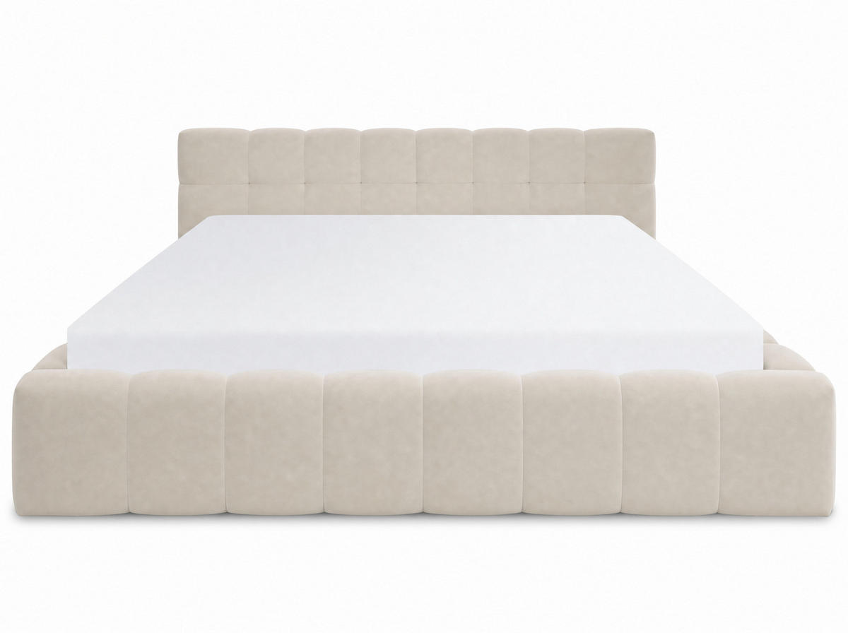 POLSTERBETT Celestia Beige 160/200 cm Samt mit Bettkasten - Beige, Textil/Metall (160/200cm) - wonello