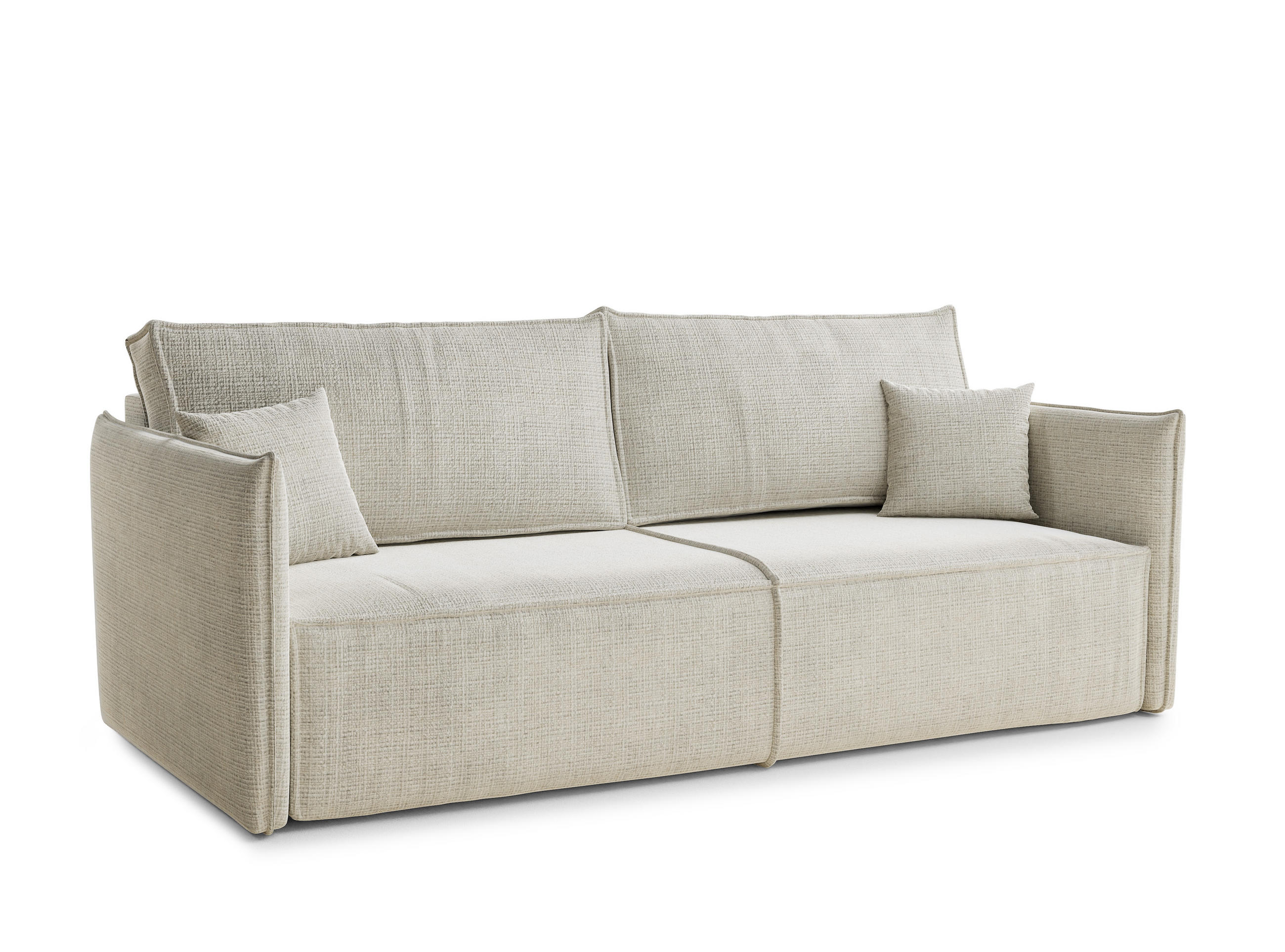 SOFA MIT SCHLAFFUNKTION Obra Beige grau Chenille-Stoff - Greige/Schwarz, Holz/Holzwerkstoff (220/70/107cm) - Maison de Reve