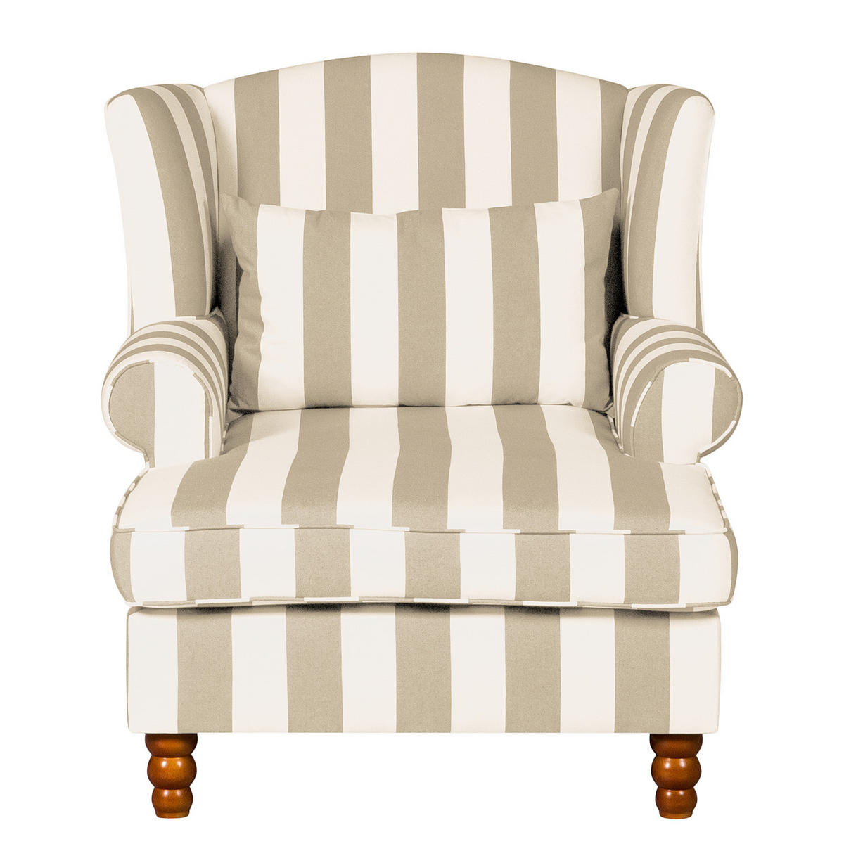 OHRENSESSEL - Webstoff - Beige/Weiß, Holz/Textil (94/95/134cm) - home24