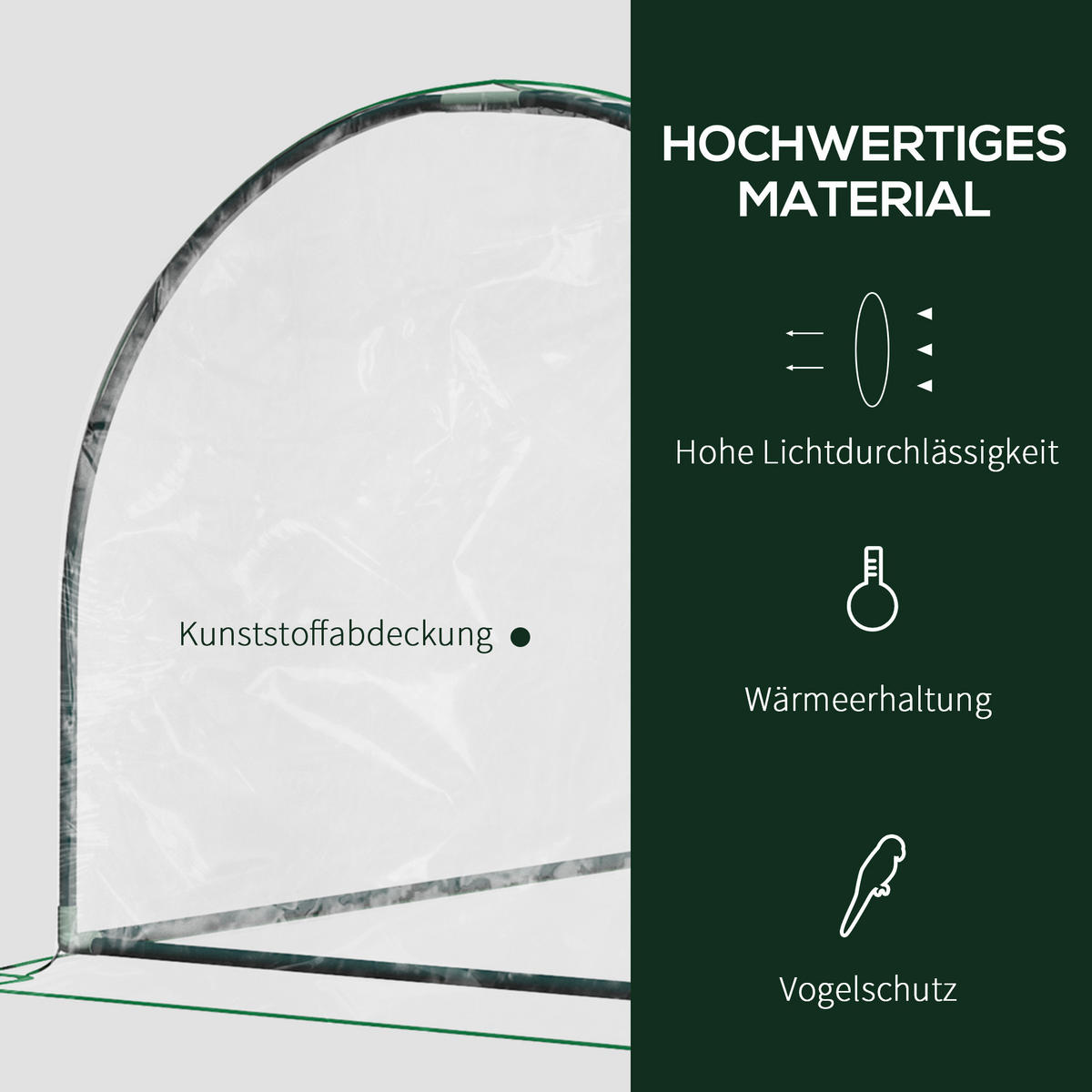 FOLIENGEWÄCHSHAUS, Transparent+Grün, kunststoff(Folie), Stahl(Gestell) - Grün, Metall (100/80/200cm) - Outsunny