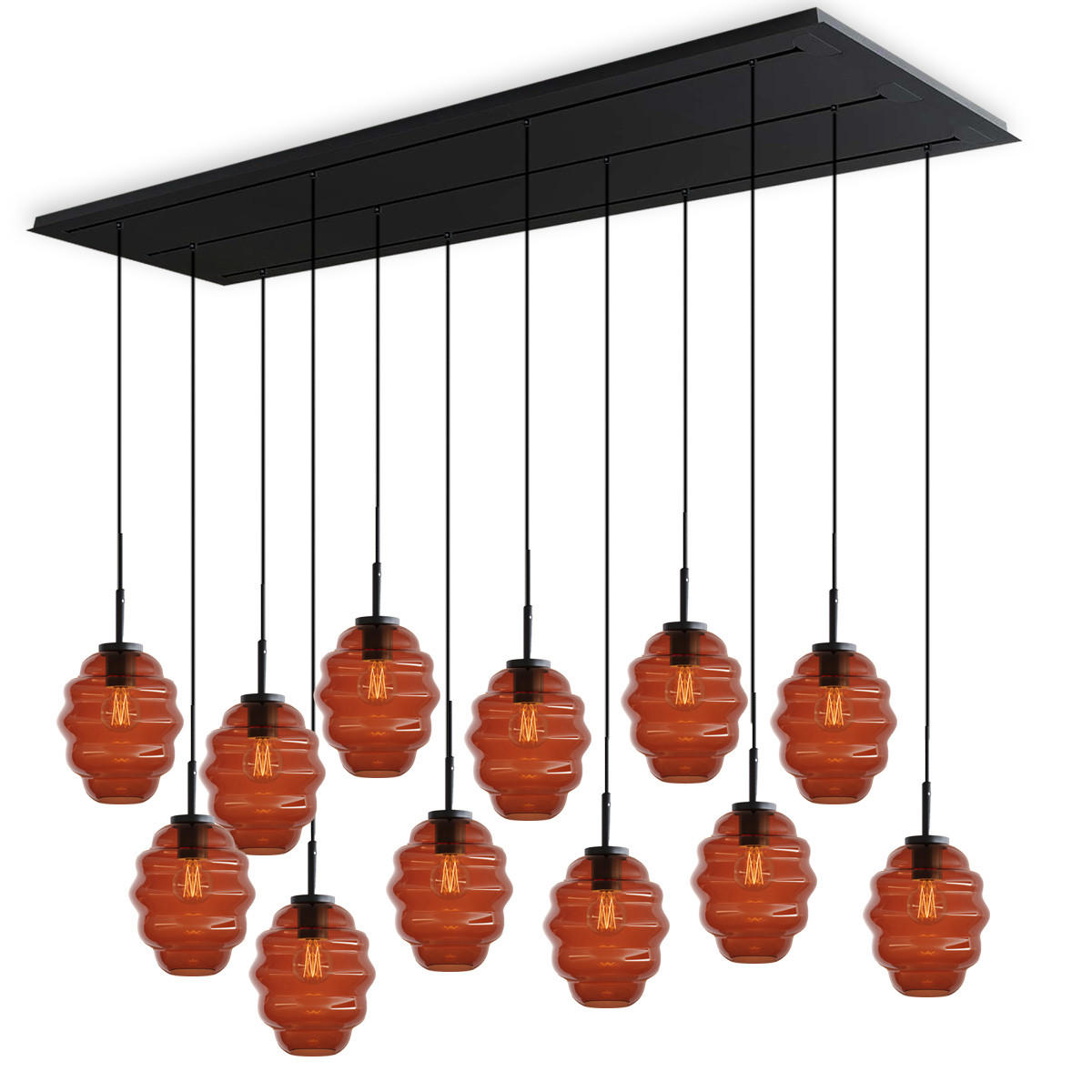 HÄNGELEUCHTE Echos 12-flammig Braun Ø 18cm - Schwarz/Braun, Glas (18/18/20cm) - s.luce