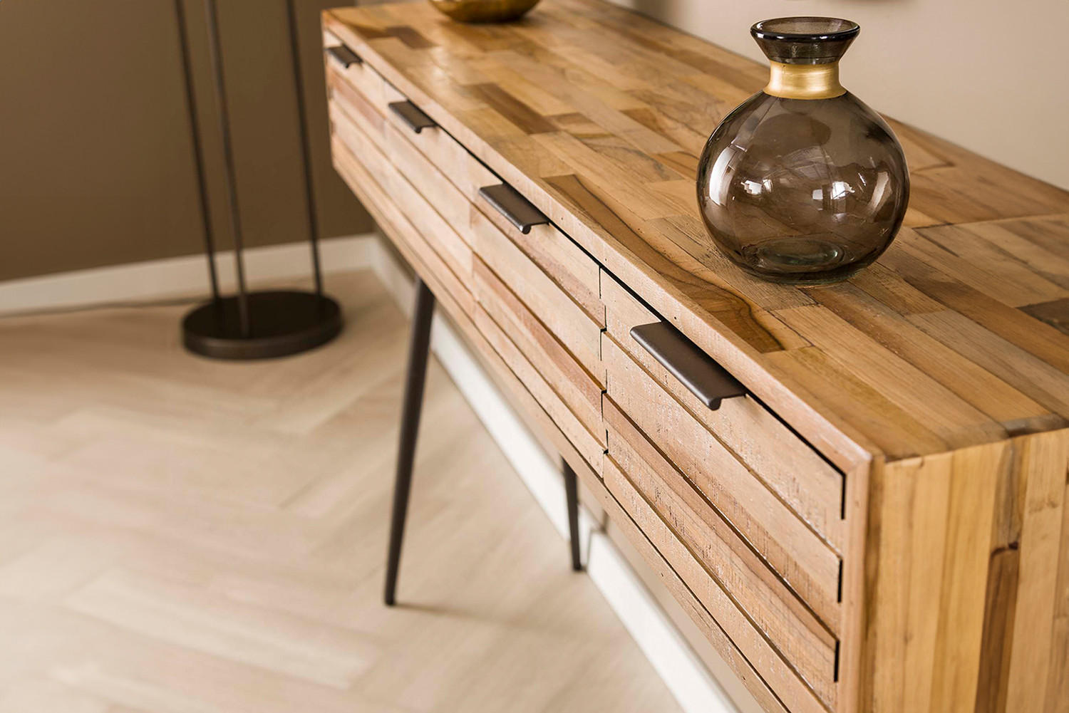 KONSOLENTISCH TICAR Holz - Schwarz/Braun, Holz (30/120/76cm) - KAWOLA