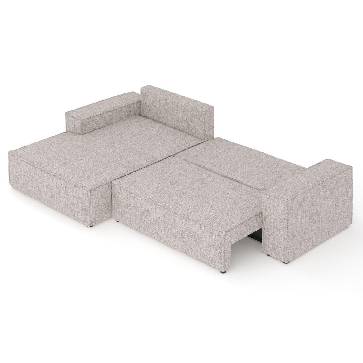 ECKSOFA TAURI mit Schlaffunktion Beige im Neve Stoff - Beige/Schwarz, Holz/Holzwerkstoff (294/185cm) - AltaBeds