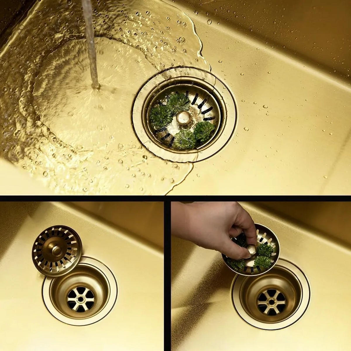EDELSTAHLSPÜLE Rea Liam Brush Gold mit Küchenarmatur - Goldfarben, Metall (45/18.5/58cm) - REA