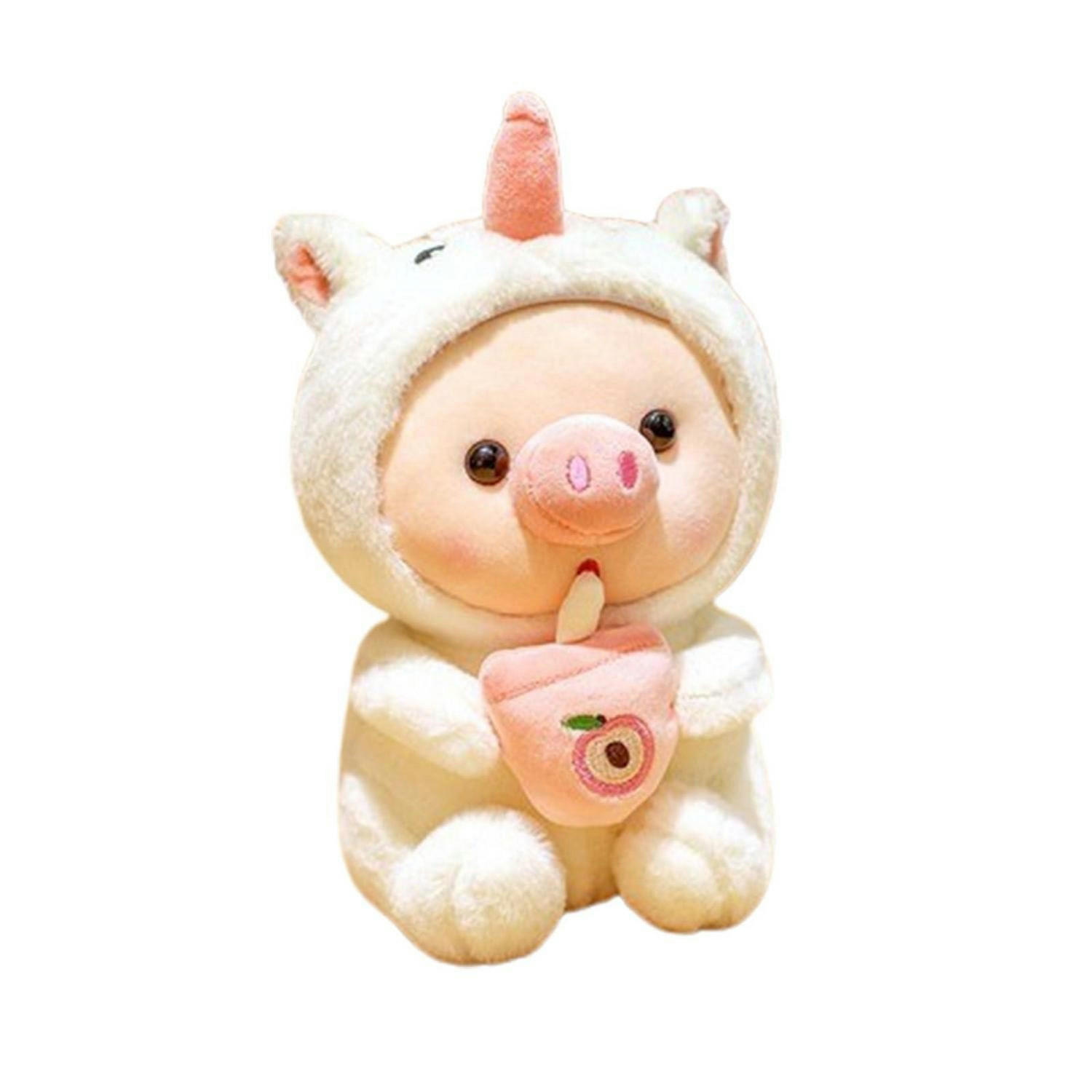 PLÜSCHTIER Schwein mit Bubble Tea 25 cm - Weiß, Textil (15/25cm)