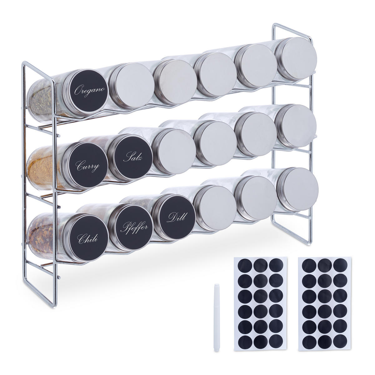 GEWÜRZREGAL - Multicolor, Glas/Metall (29/22/9.5cm) - Relaxdays