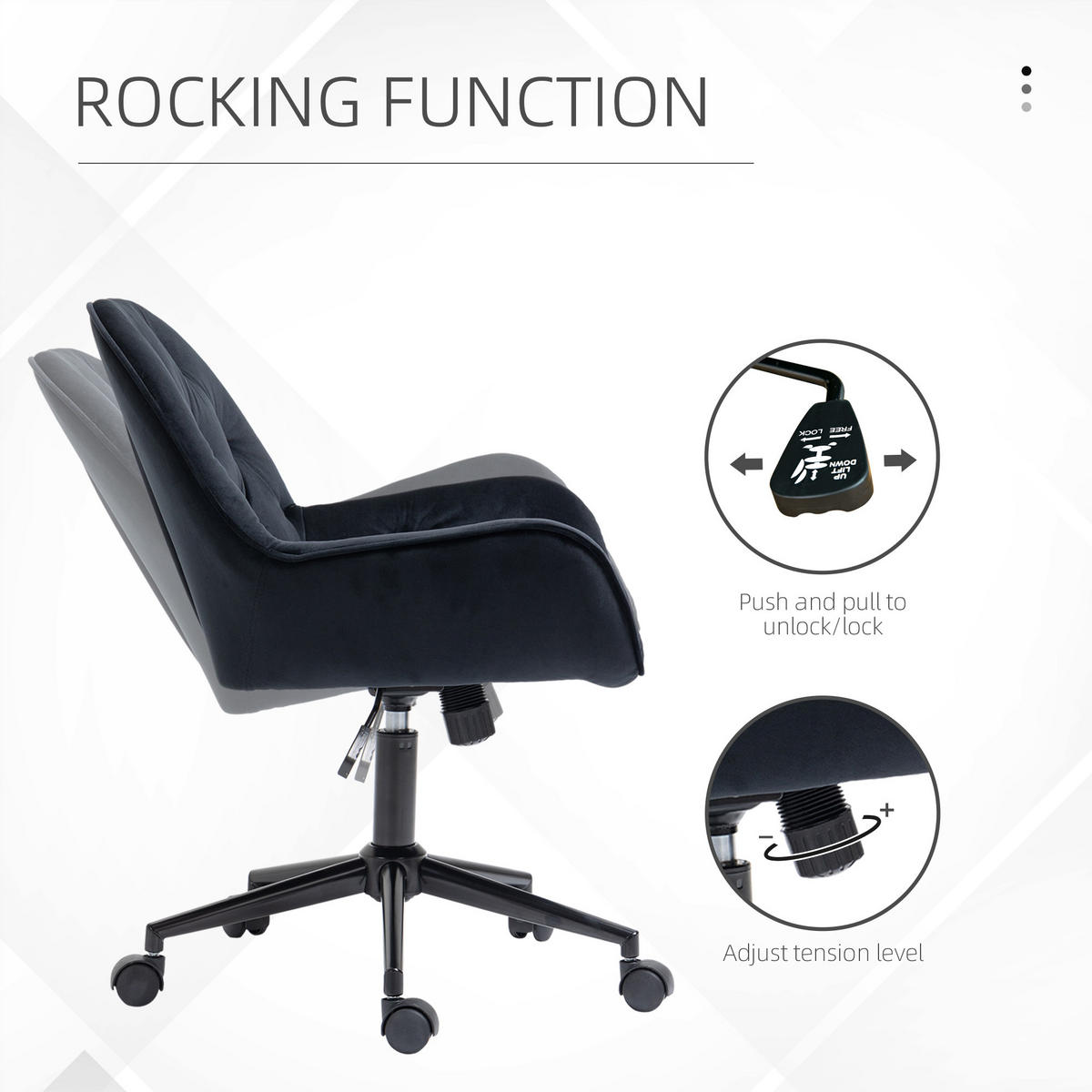BÜROSESSEL Drehstuhl höhenverstellbarer ergonomisch Büro Schwarz - Schwarz, Kunststoff (61/91/60cm) - Vinsetto