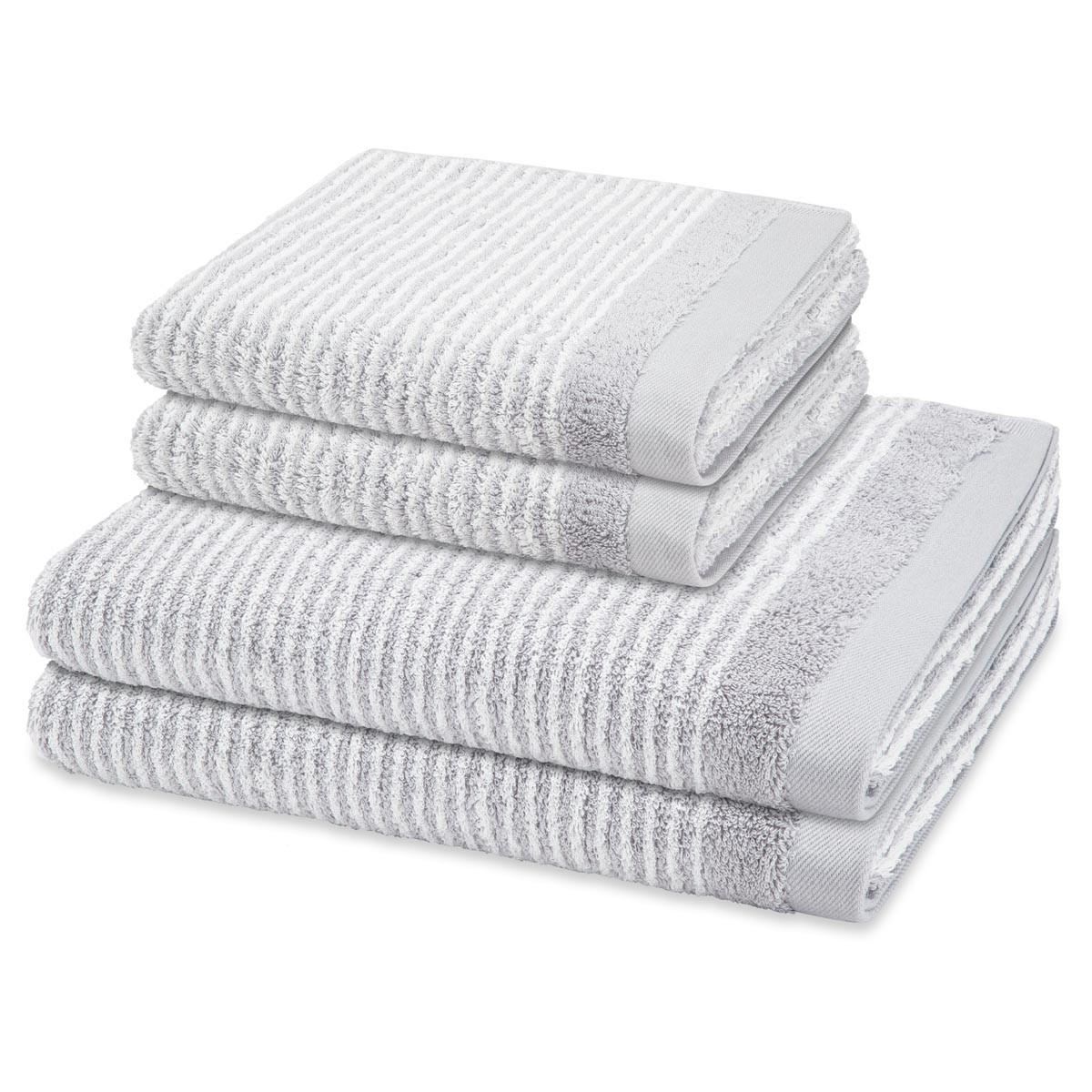 FROTTIERSET Stripes 4-teilig - Hellgrau, Textil (50/100cm) - Ross