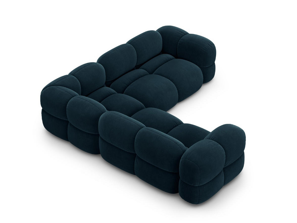 ECKSOFA Loretto aus Samt petrol 4 Sitzplätze - Petrol, Textil (250/250cm) - Cosmopolitan Design