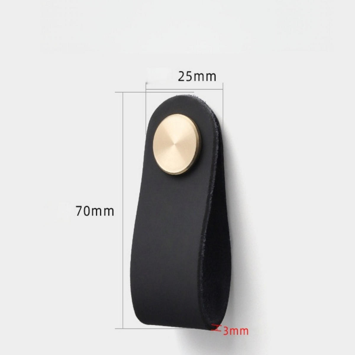 MÖBELGRIFF 10er-Set Leder - Schwarz, Leder (1/1/14cm)