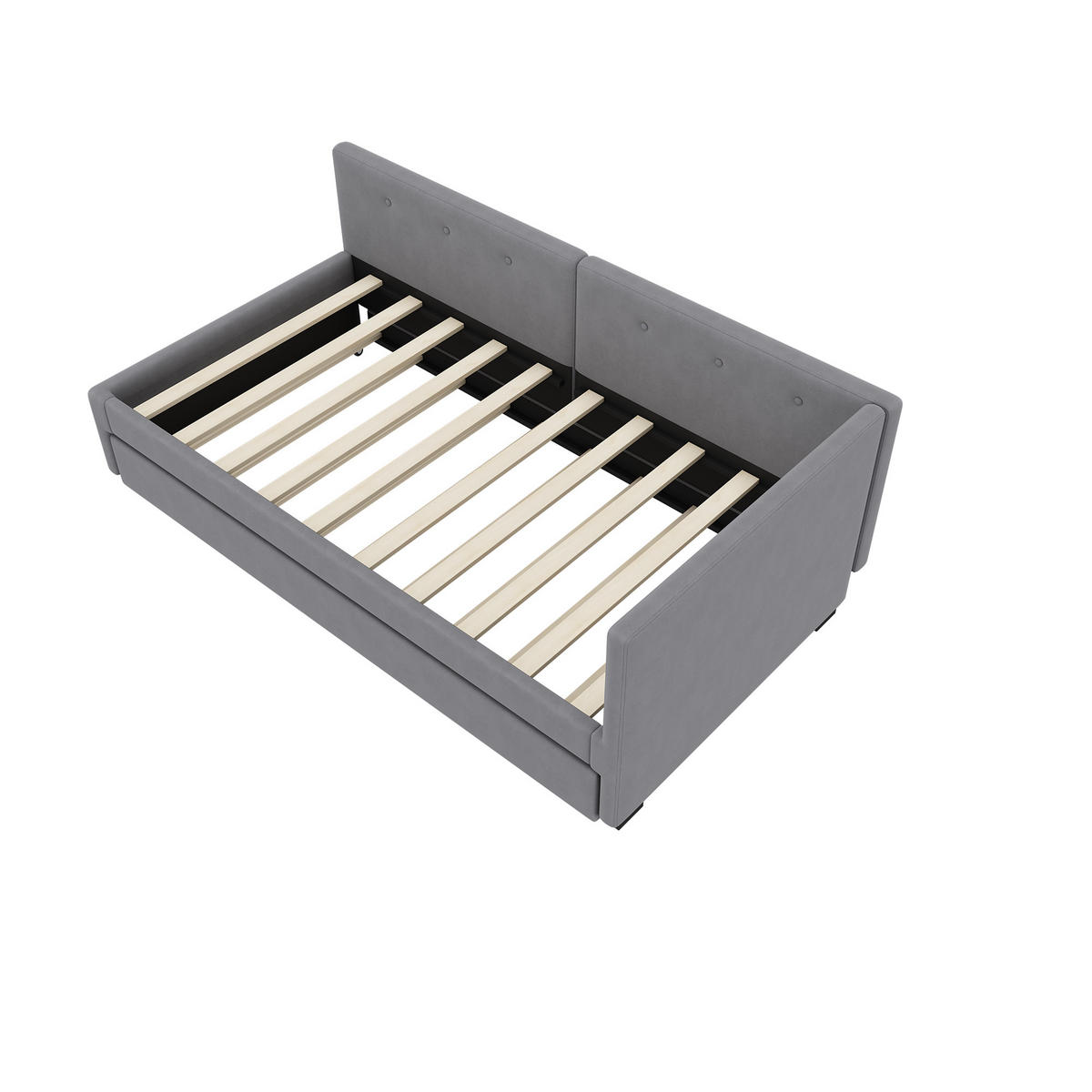TAGESBETT mit Rollbett 90x200 cm Samt Grau - Grau, Holz (90/200cm) - Meubliv