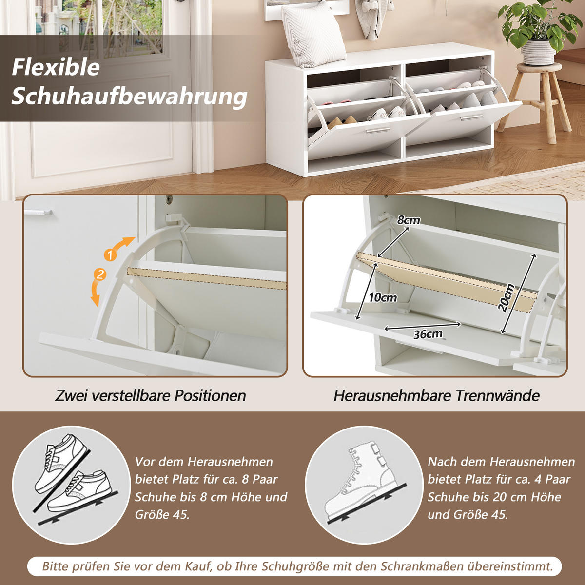 GARDEROBE-SET 4-teilig Spiegel Schuhschrank Haken Weiß - Weiß, Holzwerkstoff (90/41.5/30cm) - FLIEKS