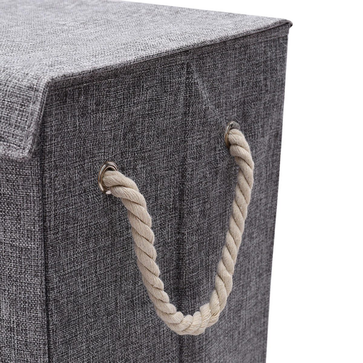 WÄSCHEKORB mit Deckel und Griffe Faltbarer - Grau, Textil (40/60/30cm) - Livingandhome