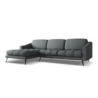 ECKSOFA Links Chenille Stoff Grau - Schwarz/Graphitfarben, Textil/Metall (160/264cm) - Makamii