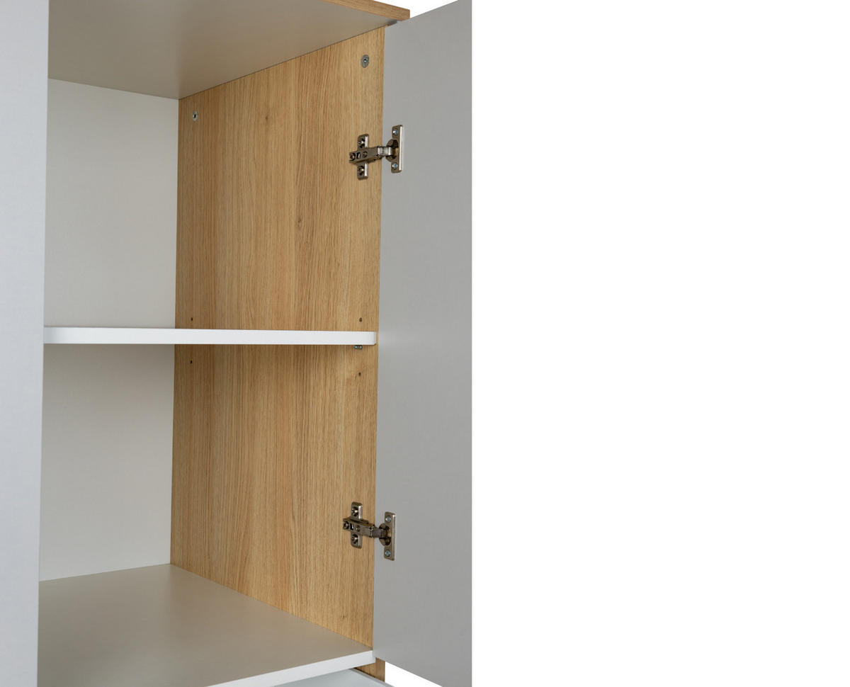 KLEIDERSCHRANK Elina - Eichefarben/Silberfarben, Holzwerkstoff/Kunststoff (1/1/1cm) - arthur berndt