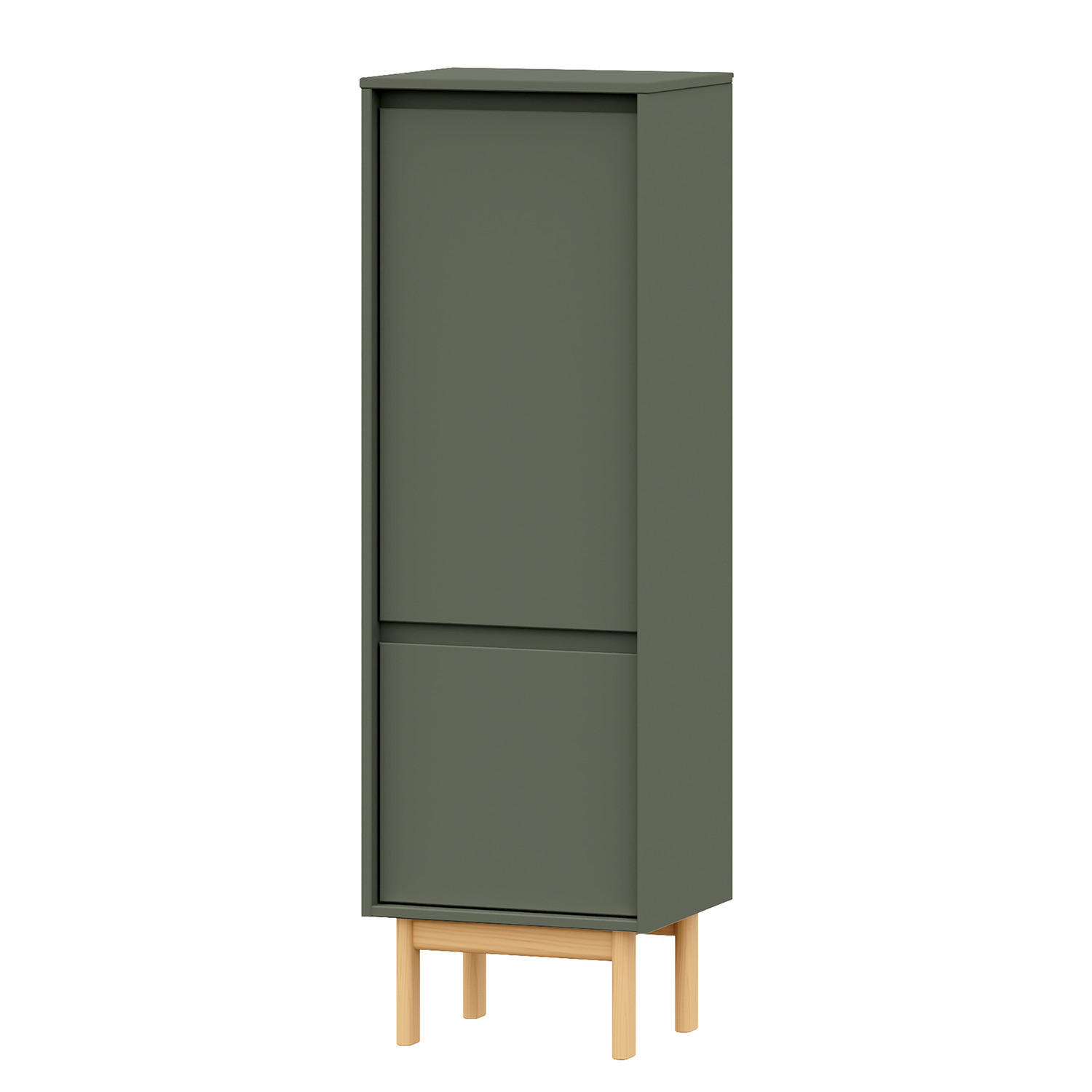 MIDISCHRANK - Pinie massiv - Grau/Grün, Holz (44/138/35cm) - home24