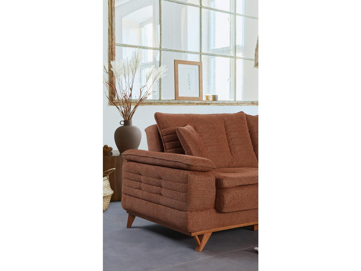 SOFA New Riga 2-Sitzer Mikrofaser Webstoff Braun - Braun, Holz/Textil (180/84/100cm)