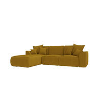 ECKSOFA GUSTO Cordstoff Goldfarben Links inkl. Schlaffunktion - Chromfarben/Goldfarben, Kunststoff/Textil (295/194cm) - 99rooms
