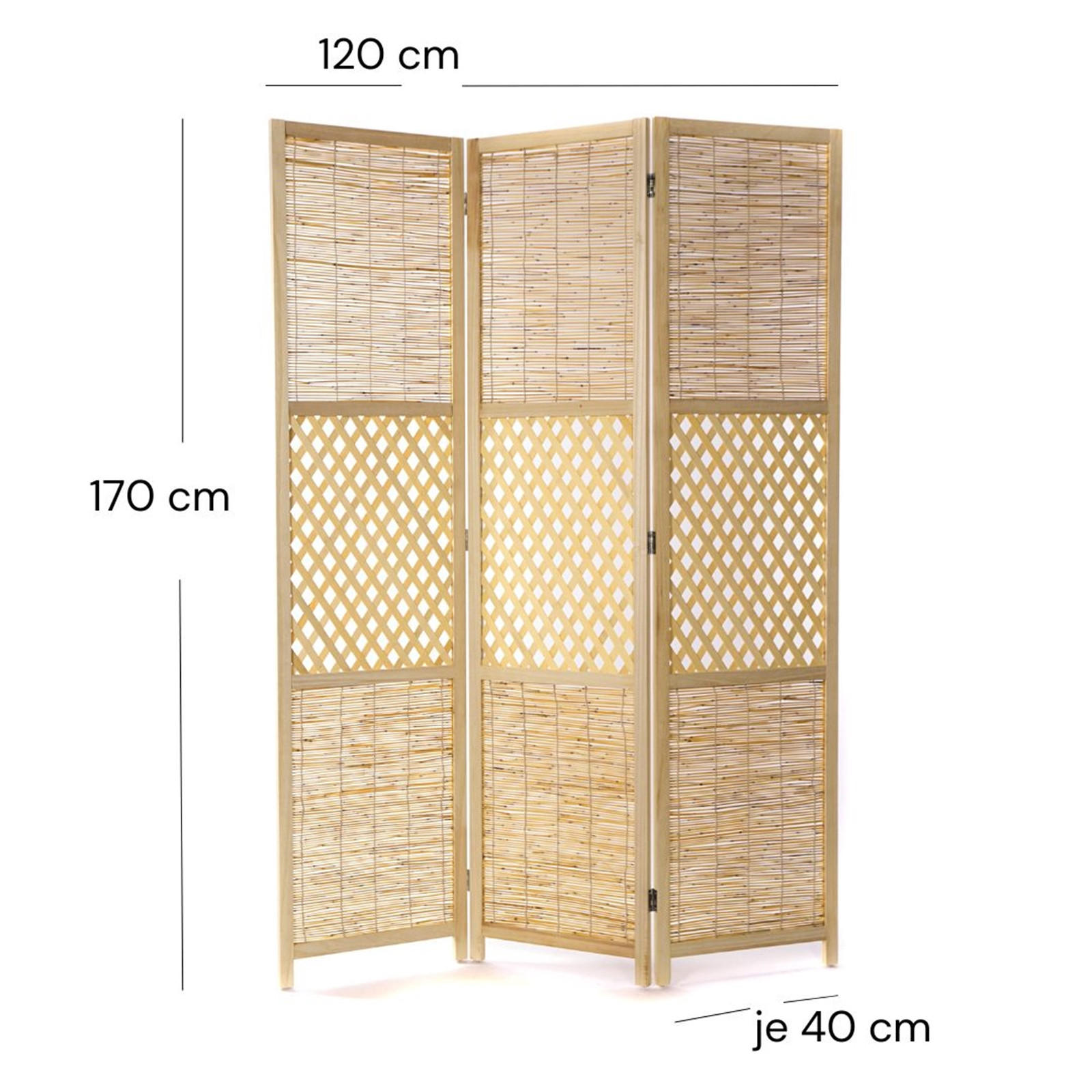 RAUMTEILER Ambiente 3-tlg. Bambus natur - Naturfarben, Holz (120/170/4cm) - CREEDWOOD
